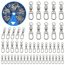 OROOTL Fishing Snap Swivels Saltwater Ball Bearing Set, 50 Pieces High Strength Ball Bearing Fishing Swivels with Stainless Steel Split Rings Kit Barrel Ball Bearing Snap Fishing Spin Fishing