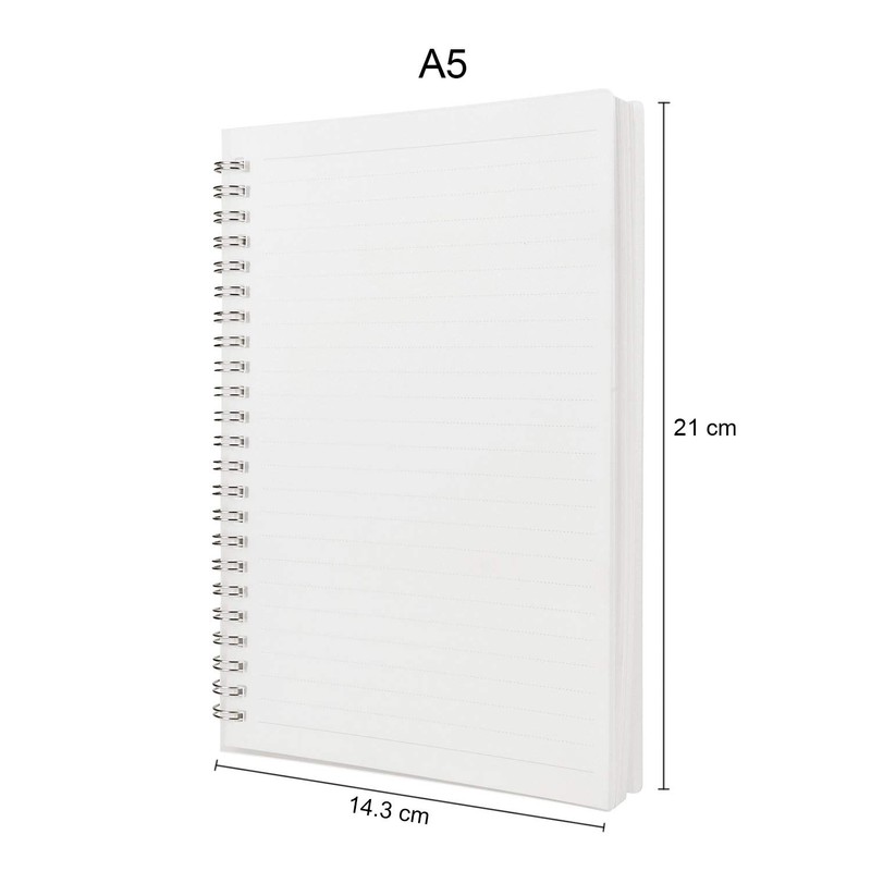 IBLUELOVER 2pcs A5 Spiral Bound Notebook Transparent Hardcover Lined/Blank Daily