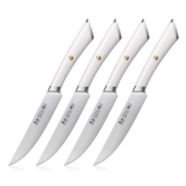 Cangshan ELBERT Series German Steel Forged 4-Piece Fine-Edge Steak Knife Set (White)