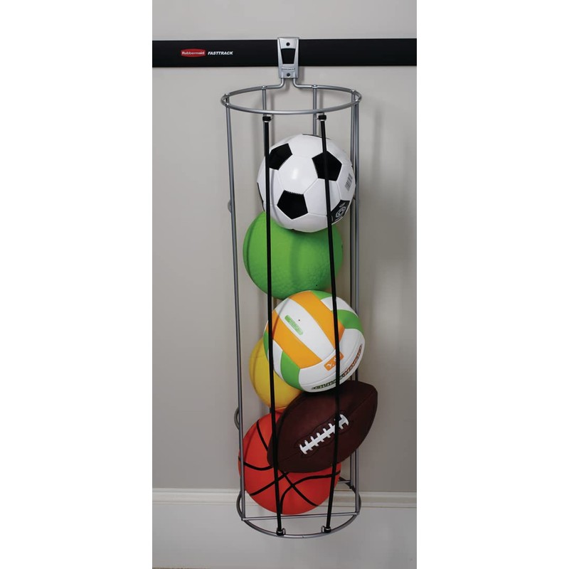 Rubbermaid Garage FastTrack Vertical Ball Rack Satin Nickel Wall Mounted