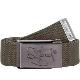 2Stoned Unisex Fabric Belt, Matte Buckle, Classic, 3 cm Wide for Men and Women, olive