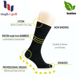 HUGH UGOLI Women's Bamboo Soft Crew Socks for Dress & Trouser, Thin, Seamless Toe & Non-Binding, 3 Pairs, Red, Shoe Size: 9-11