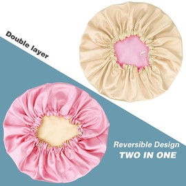 2 PCS Satin Bonnet Silk Bonnet for Sleeping, Adjustable Double-layer Hair Bonnet for Women Curly Hair Night Cap