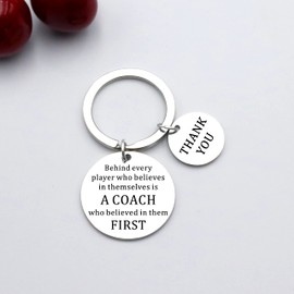 HULALA Thank You Coach Gifts For Men Women Keyring Keychain Behind Every Player Who Believes In Themselves Is A Coach Who Believed In Them First Football Rugby Coach