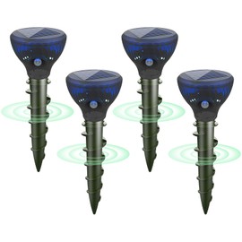 Solar Powered Mole Repellent Ultrasonic Stakes - Outdoor Snake, Gopher, Vole, Groundhog Repeller for Yard & Lawn, Waterproof Pest Deterrent for Garden & Farm (4)