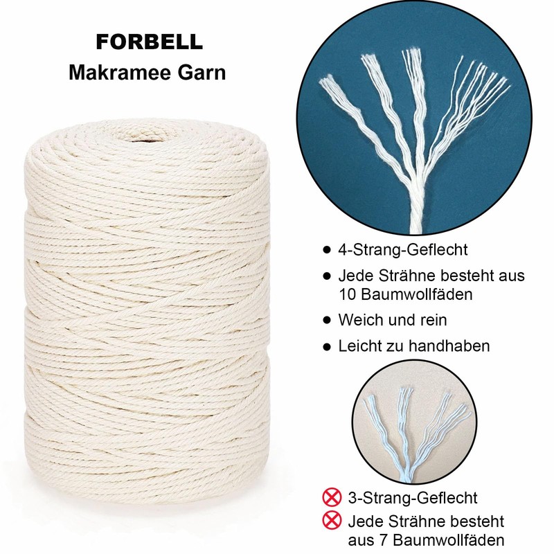 Macrame Yarn, 3 mm x 300 m Premium Cotton Yarn