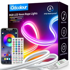 Odcolour 50ft Neon Rope RGB Lights, IP68 Waterproof Flexible Neon Lights, Room Decor for Christmas, Outdoors, Pool 1 Roll C