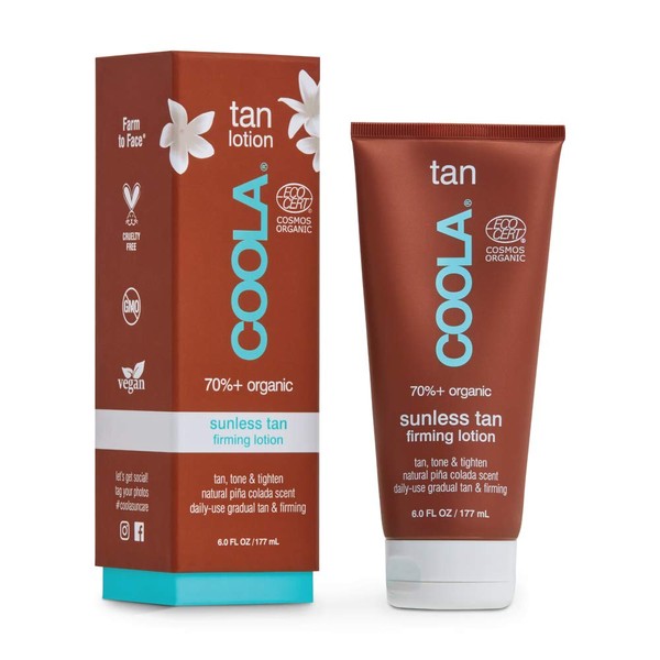 COOLA Organic Sunless Self Tanner Body Firming Lotion, Dermatologist Tested Anti-Aging Skin Care, Vegan and Non-GMO, Pina Colada, 6 Fl Oz