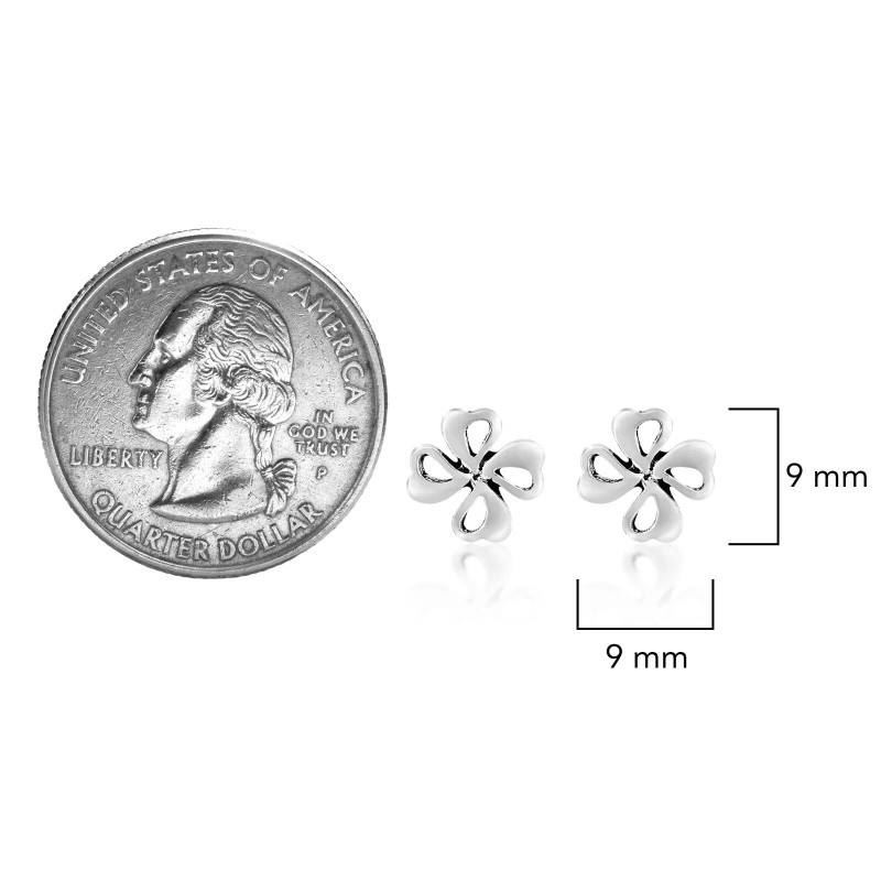 AeraVida Minimalist Open Petal Flower in .925 Sterling Silver Stud