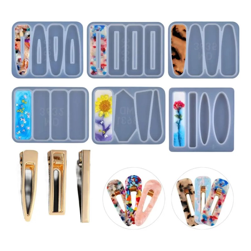 36 Moldes Resina Silicona Para Horquillas Pinza Para Cabello