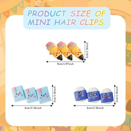 Tihebax Pencil Hair Clips Barrettes, 3 Pcs Teacher Hair Accessories - Fun Pencil Hair Clips, Notebook, Eraser Shape for Teachers and Students Back to School Accessories Thin & Thick Hair