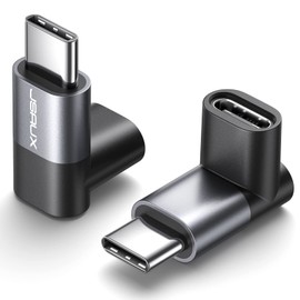 JSAUX Adaptador USB-C macho a USB-C hembra de 90 grados, ángulo recto de 100 W, paquete de 2 unidades de transferencia de datos de 40 Gbps, USB tipo C PD extensor compatible con ROG Ally, Steam Deck,