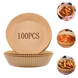 Camkum Backpapier für Heißluftfritteuse 20CM Rund, 4,5-6,5 Liter Heißluftfritteusen，Antihaft-Einweg-Luftfritteusen Paper, Airfryer Backpapier Wasserdicht Pergamentpapier Ölfest 100PCS