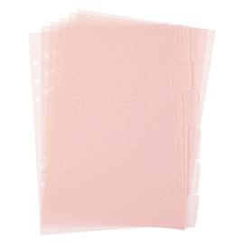 6 Pcs A5 Binder Dividers, 6 Holes Pink Clear Binder Divider Index with Tabs Insertable Plastic Index Divider Sheets for Binders Notebook Journal Diary Memo Notepad (Pink)