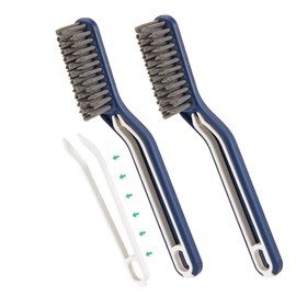 Worzwin Cleaner Scrub Brush, Stiff Angled Bristles Gap Cleaning Brush, Grout Cleaner Brush for Showers, Bathtubs (Blue-2 PCS)
