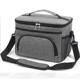 DDhayyp 13.6L Lunch Bags for Women Men, Reusable Insulated Leakproof Lunch Box Tote Bag with Adjustable Shoulder Strap, Foldable Cooler Bag for Work School Picnic Travel (Grey)