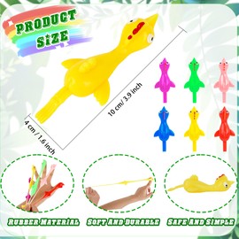 210 Pcs Slingshot Chicken Finger Toys Mini Screaming Chicken Slingshot Rubber Chicken Catapult for Kids Stretch and Relax Game Christmas Easter New Year Goodie Bag Stuffers, 6 Colors