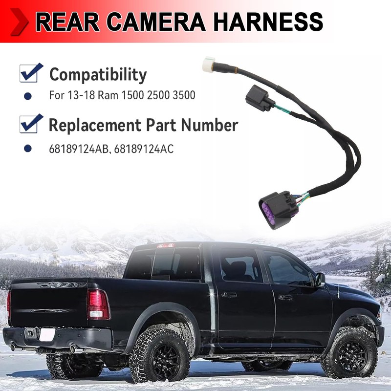 68189124AC Rear View Camera Wiring Harness, Tailgate Wiring Harness Fit