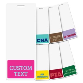 Custom Badge Buddy (50 Pcs) (Vertical Oversized) - Double Sided Backer Card with Border- Durable and Water Resistant Great for Security, Trade Show, Visitor, Work Badge