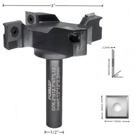 FomaSP CNC Spoilboard Surfacing Router Bit,1/2"(12.7mm) Shank,3"(76.2mm) Cutting Diameter,Slab Flattening Router Bit,Replaceable Carbide Inserts Wood Planer Bit with 4 Wings for Woodworking.