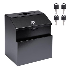 Suggestion Box with Slot and Lock Metal Wall Mounted Ballot Complaint and Donation Box with 4 Keys