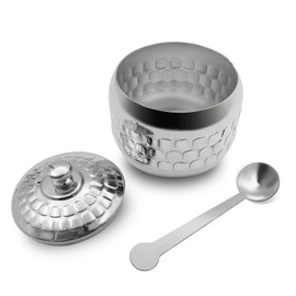 XHKDSYMC Stainless Steel Sugar Bowl Coffee Seasoning Jar Condiment Pot Spice Container Canister Cruet with Lid and Spoon