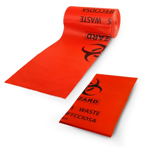 Biohazard Bags –10-Gallon Heavy-Duty Biohazard Garbage Bags – 50-Pcs Biohazard Waste Disposal Bags – Thick and Durable Trash Bags for Safety Waste Disposal – Medical-Grade Waste Bags