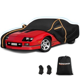 Car Cover for Chevy Camaro 1982-2002, Waterproof 210D Oxford Cloth and Cotton Cover Outdoor Full Car Covers with Zipper Windproof Heavy Duty All Weather with Wind, Sun, UV and Dust Protectio