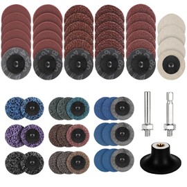 65 Piece Sanding Disc Set, 2 Inch Grinding Attachment for Angle Grinder with 1/4 Inch Shank, for Drills and Grinders, for Surface Rusting, Grinding, Polishing