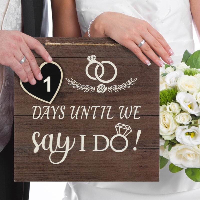 Mepase Wedding Countdown Engagement Gift Chalkboard Sign for Couples Wooden