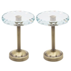 MERIVILLE Set of 2 Cut Crystal Window Drapery Medallion Holdbacks, Curtain Tiebacks, Wall Hook, Tassel Holder, Antique Brass