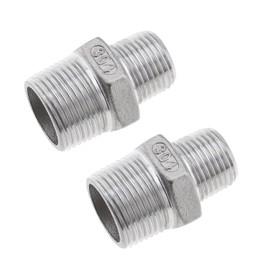 The Lord of the Tools Double Nipple Reduced 1/2 Inch to 3/4 Inch Thread Fitting Reducing Double Nipple 304 Stainless Steel Adapter for Air Line Water Pipe