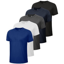 5 Pack Workout Mens T Shirts - Black Gym Quick Dry Short Sleeve Moisture Wicking Tee Tops for Athletic Work Casual Running