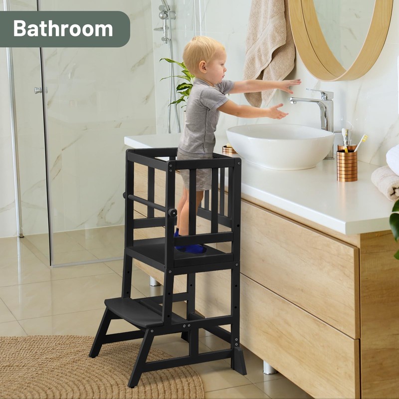 COSYLAND Toddler Standing Tower - Adjustable Height Toddler Kitchen Stool