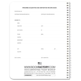 BookFactory Firearms Acquisition and Disposition A&D Gun Log Book/Record Book/Logbook - 100 Pages, Red, Wire-O, 8.5'' x 11'' (LOG-100-7CW-PPT35(Gun-Log)-GX)