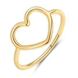 MUNDELL Sterling Silver 925 Simple Minimalist Heart Finger Rings for Women Wedding Engagement Statement Jewelry (golden heart, 9)