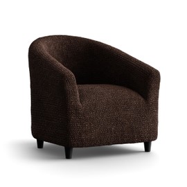 PAULATO BY GA.I.CO. Barrel Chair Slipcover - Armchair Cover - Tub Chair Slipcovers - Club Chairs Cover - 1-Piece Form Fit Stretch Stylish Furniture Protector - Microfibra Collection (Dark Brown)