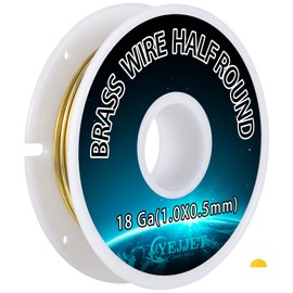 Half Round Brass Wire 18 Gauge 1.02x0.51mm Jewelry Craft Wire - 1.3 oz 31 Feet for Metal Working, Beading Supplies