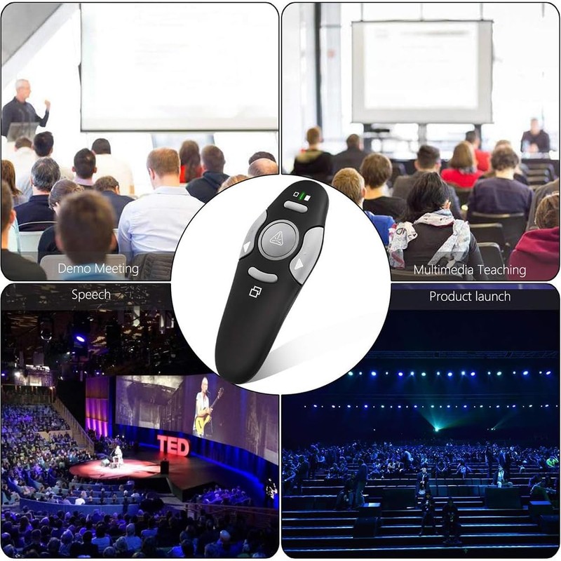 Sarini Präsentations-Clicker-Pointer 328FT Kabellose Presenter-Fernbedienung PPT PowerPoint Clicker 2,4 GHz