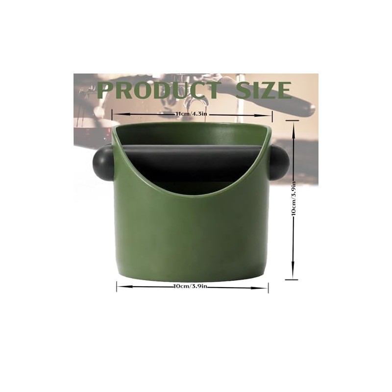 POPOYU Coffee Knock Box,Mini Espresso Knock Box,Army Green Coffee Grounds