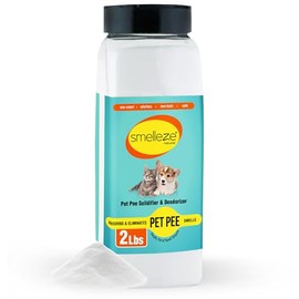 SMELLEZE Pet Pee Powder - Unscented Solidifier for Dog & Cat Accidents - 2lb Bottle - 360 Uses - No Dust, No Strong Smell, Instant Gel Cleanup
