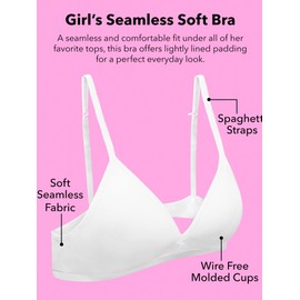 Fruit of the Loom Girls' Big Seamless Soft Cup Bra, 2-Pack, Lilac Whisper/Black Hue, 34