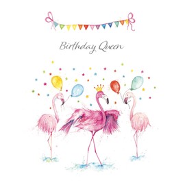 Twizler Birthday Card Flamingo Birthday Queen - Happy Birthday Card for Women - Birthday Card for Her - Card for Wife or Girlfriend or Partner