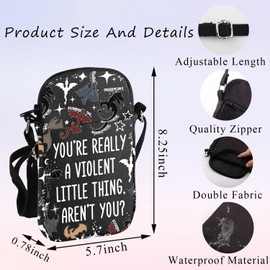 PLITI Fourth Wing Crossbody Bag Dragon Rider Fans Gift You're Really A Violent Little Thing Fourth Wings Inspired Gift, Violent Thing Zcbagblu