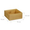 Relaxdays Bamboo Storage Box, Stackable, Natural Look, Kitchen Organiser Bins,