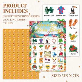 HMJKL Hawaiian Aloha Bingo Game, Summer Party Bingo Cards Set, Tropical Summer Luau Party Supplies for Adults, Summer Beach Flamingo Family Friends Activities Favors Decorations for 24 Player, 02