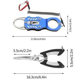 TopHomer Set of 3 Fishing Pliers + Fish Handle Fishing Tool Set, Stainless Steel Fishing Pliers, Fish Grabber with Lanyard, Fish Holder for Hook Remover Line Cutter - Blue