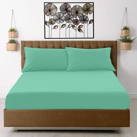 Egypto Super King Fitted Sheet – Soft & Breathable 10" Deep Fitted sheets with Elasticized Pockets – Anti Allergy Polycotton Fitted Bed Sheets (Super King, Mint Green)