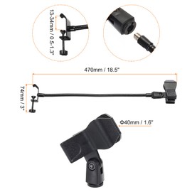 PATIKIL 18.5" Gooseneck Desk Microphone Stand with Clip Flexable Arm Desktop Microphone Stand 3/8" to 5/8" Microphone Spring Clip for Singing Speech Black