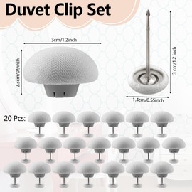 Tikplus Pack of 20 Duvet Holders, 3 x 2.3 cm Duvet Clips, Non-Slip Duvet Cover, Pins with Button, Round Duvet Cover Clip, for Blanket, Quilt etc. (Grey)
